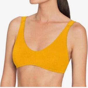 Robin Piccone Ava Scoop Neck Bikini Top In Marigold Yellow SZ S NWOT